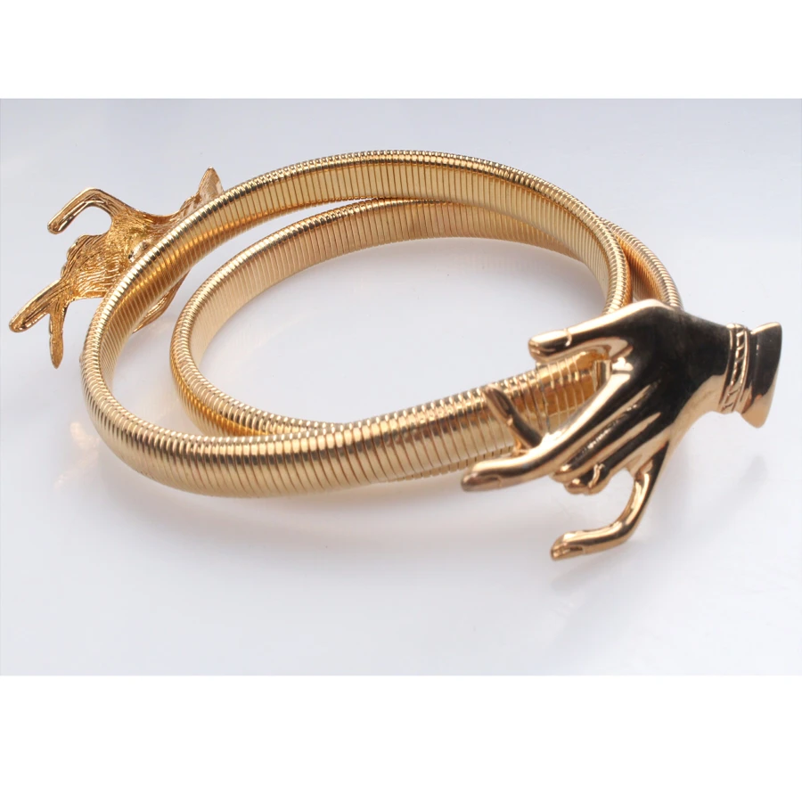 الساخنة بيع لطيفه تصميم سلسله المراه حزام نحيل الخصر المعدنية الحزام الذهب ارتفع سيده أزياء المعادن الاحزمه مرنه