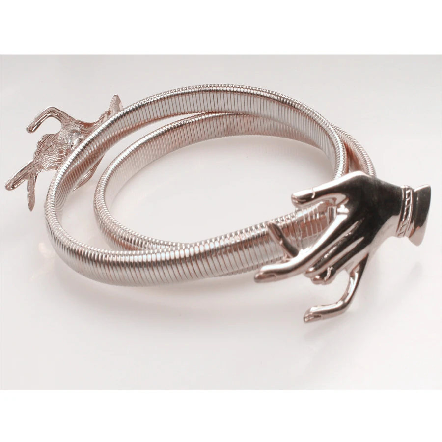 الساخنة بيع لطيفه تصميم سلسله المراه حزام نحيل الخصر المعدنية الحزام الذهب ارتفع سيده أزياء المعادن الاحزمه مرنه