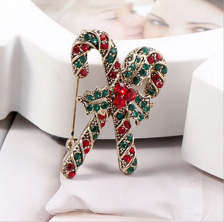 Hot style popular New Year clothes and decorations creative Christmas cane brooch happy new year brooch