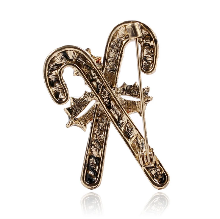 Hot style popular New Year clothes and decorations creative Christmas cane brooch happy new year brooch