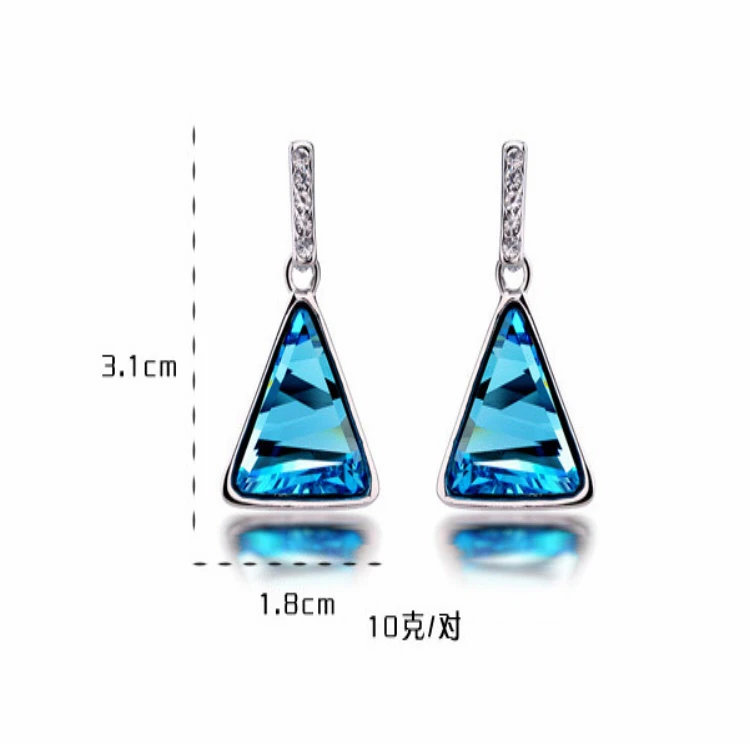 مجوهرات بالجملة مصنعين بيع الساخنة نمط هندسية متعددة المصقول النمساوية الكريستال المثلث الأقراط