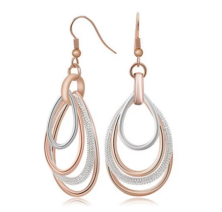 porcelana Kemstone Elegant Rose Gold/Silver Two Tone Multilayer Dangle Earrings Accessory for Woman fabricante