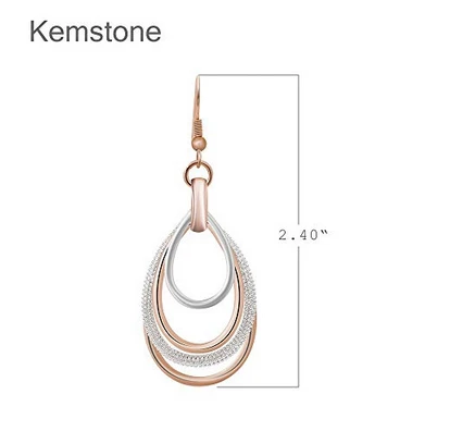 Kemstone Elegant Rose Gold/Silver Two Tone Multilayer Dangle Earrings Accessory for Woman