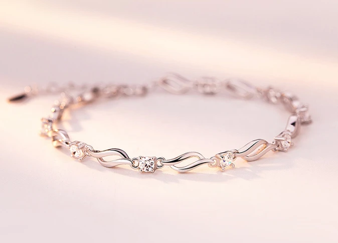 Korean Style Sterling Silver Diamonds Bracelet Bangle Manufacturer in China