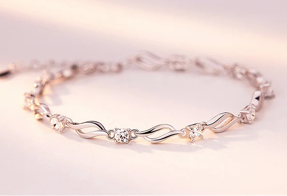 Korean Style Sterling Silver Diamonds Bracelet Bangle Manufacturer in China
