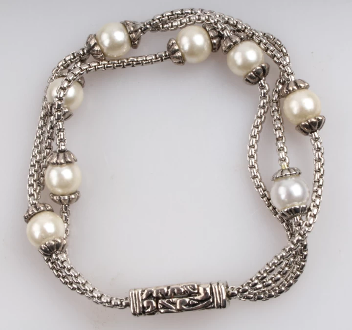 China Lady Fashion Accessories Alloy Pearl Bangle Bracelet Wholesale Fashion Jewelry OEM Factory Hersteller