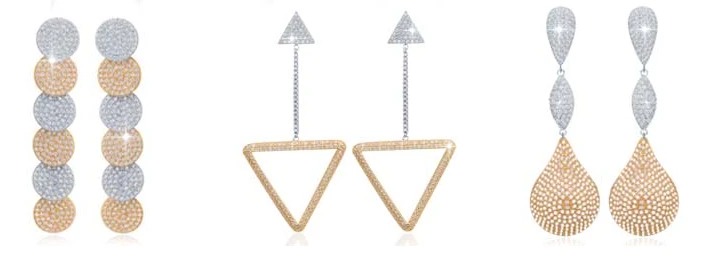 Latest fashion jewellery Bridal Party White Cubic Zirconia long hanging earrings wholesale