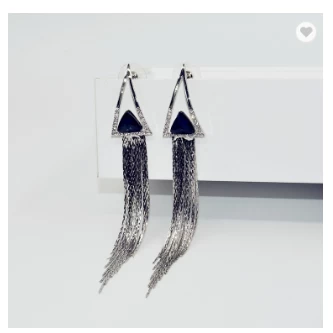 China Long Charming Earring for Womens /Girls Vintage Triangle Tassel Stud Earrings Faux Suede Fabri Dangling Hangings Earrings Hersteller
