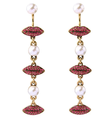 China Long Pendant Designs Pearl Pink Lip shaped Pearl Earrings manufacturer China Hersteller