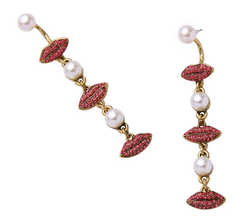 Long Pendant Designs Pearl Pink Lip shaped Pearl Earrings manufacturer China