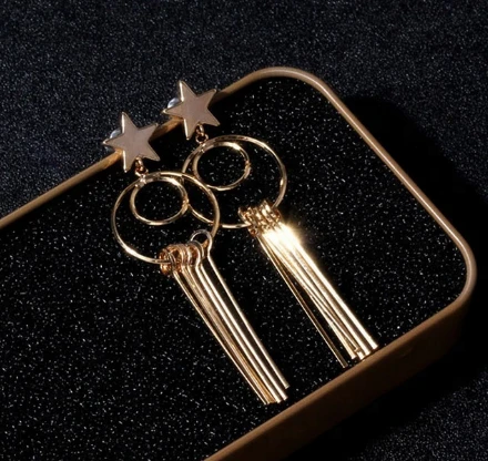 Low MOQ Fashion Alloy Long Tassel Drop Earrings Wholesale