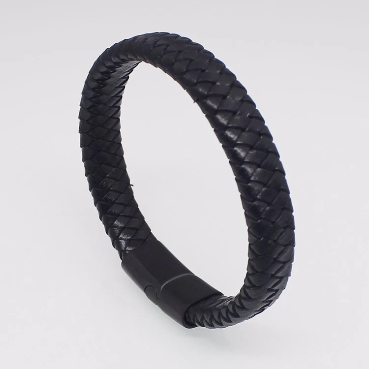 porcelana Hecho en China al por mayor de moda hombres Vintage pulsera de acero inoxidable 316 l titanio pulseras brazaletes de cuero genuino imanes pulsera fabricante