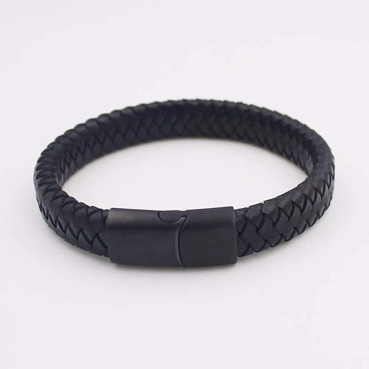 Made in China Großhandel Fashion Vintage Men's Armband 316 l Edelstahl Titan Armbänder Bangles echtes Leder-Magnete Armband