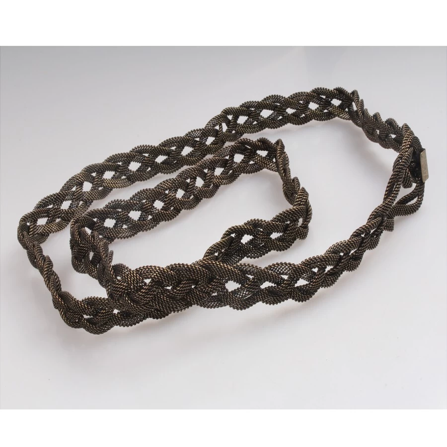 China Metal sand chain belts 3 woven 18k gold / black  plating metal belt middle East country jewelry manufacturer