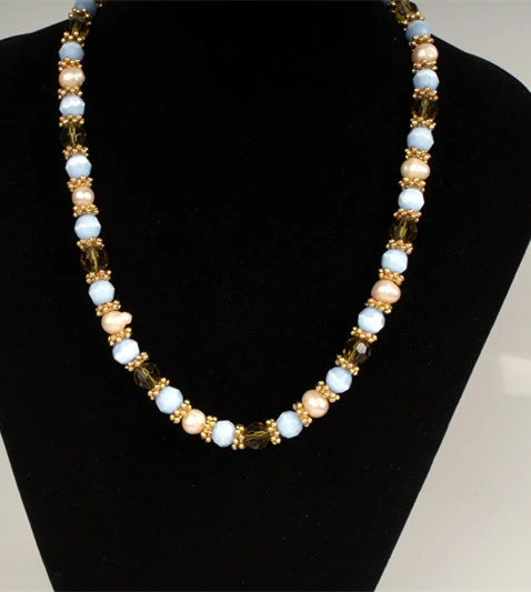 Mixed Color Pearl Necklace Round Pearl Beads Women Necklace Meilanxuan Jewerly