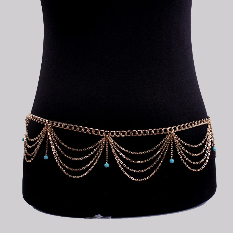 Multilayer Drop Sapphire Waist Chain Body Chain Fashionable Body Jewelry Wholesale