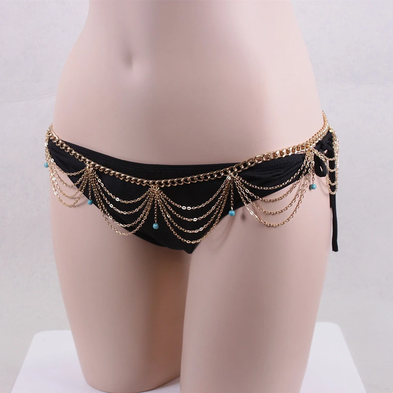 Multilayer Drop Sapphire Waist Chain Body Chain Fashionable Body Jewelry Wholesale