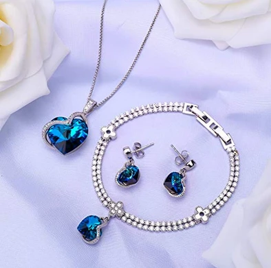 Necklace Earrings Tennis Bracelet 18K White Gold Plated Wedding Jewelry Set Supplier China