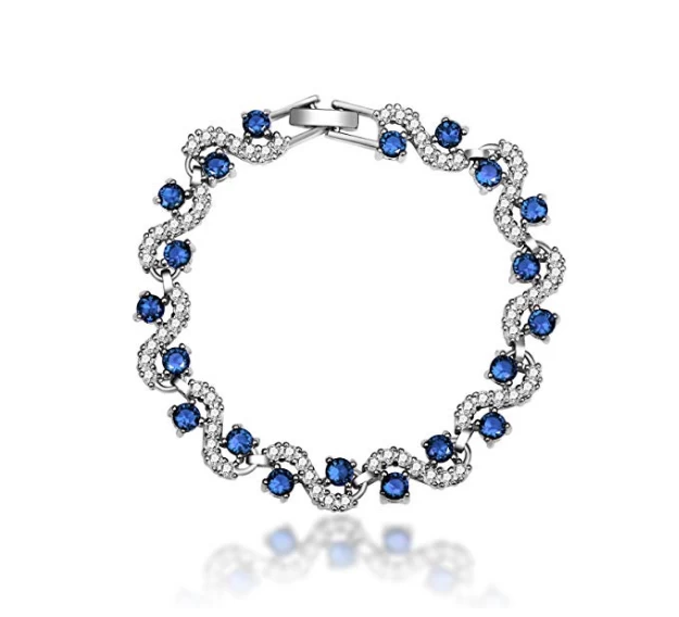 China New Arrive Blue Tennis Bracelet Women Cubic Zirconia Jewelry Bridal Crystal Bangle For Mom And Daughter Hersteller