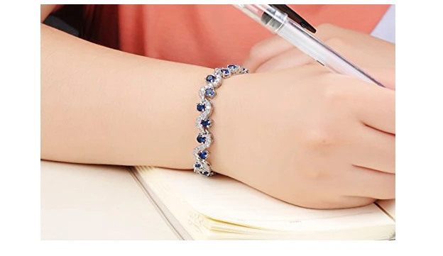 New Arrive Blue Tennis Bracelet Women Cubic Zirconia Jewelry Bridal Crystal Bangle For Mom And Daughter