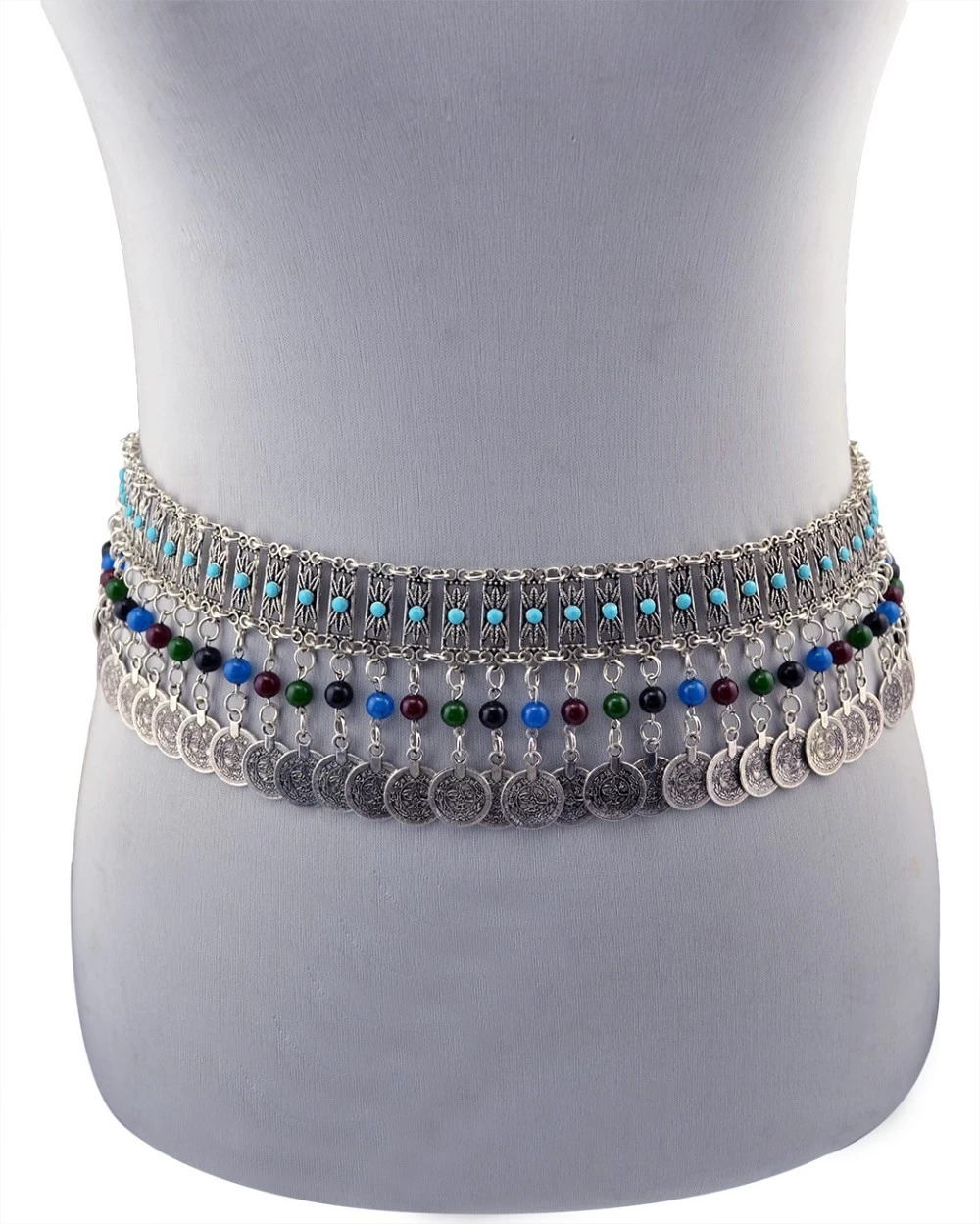 China New Fashion Belly Chain Coin Tassel Silver Plated Waist Dance Body Chain Jewelry manufacturer