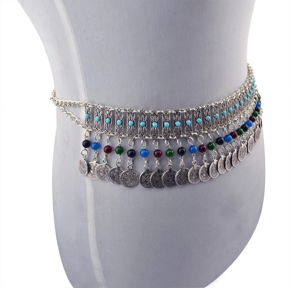 New Fashion Belly Chain Coin Tassel Silver Plated Waist Dance Body Chain Jewelry