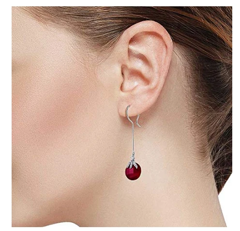 New Style Blue Sapphire 925 Sterling Silver Dangle Earrings For Women