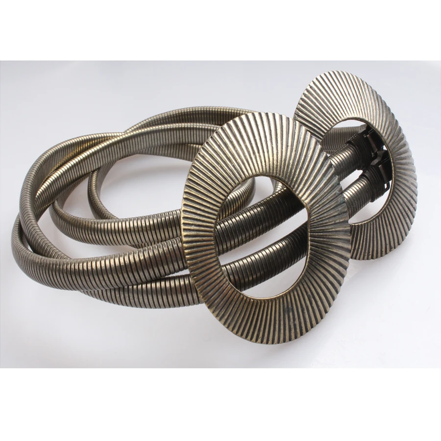 Entwurfs-elastischer Ganshalsketten-Art und Weise 18k Goldbronzierung Metallgürtel Amazonas Stretchshell-Taillengurtart und weisekostümmetallgurt Lieferant