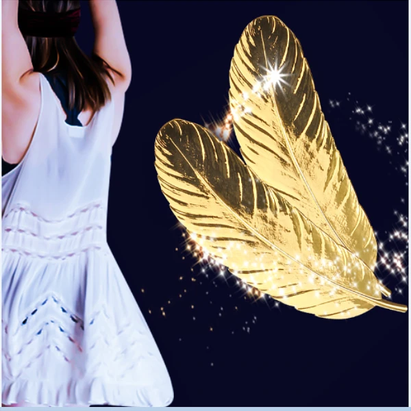 تصميم جديد مطاط الحلق سلسله إوزه الموضة 18 ك الذهب الطلاء المعدن ريشه تمتد حزام الخصر