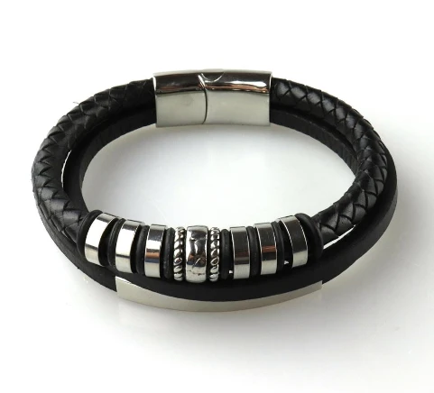 OEM Manufacturer fashion handmade genuine leather or pu leather bracelet for men