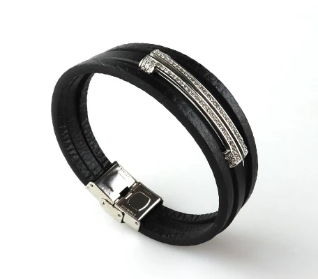 OEM Manufacturer fashion handmade genuine leather or pu leather bracelet for men