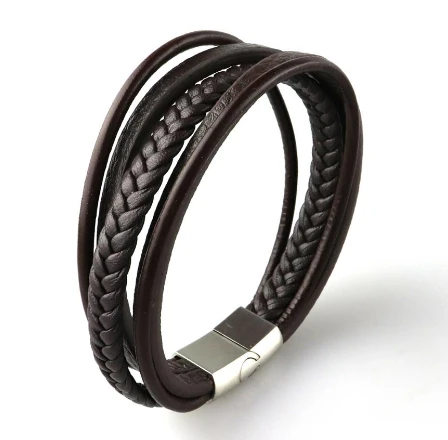 OEM Manufacturer fashion handmade genuine leather or pu leather bracelet for men
