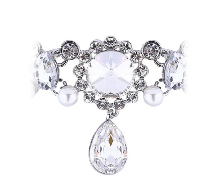 Pearl Jewelry Chain, Flower Women Choker Necklace Accessory, Rhinestone Pendant Chain as Gift