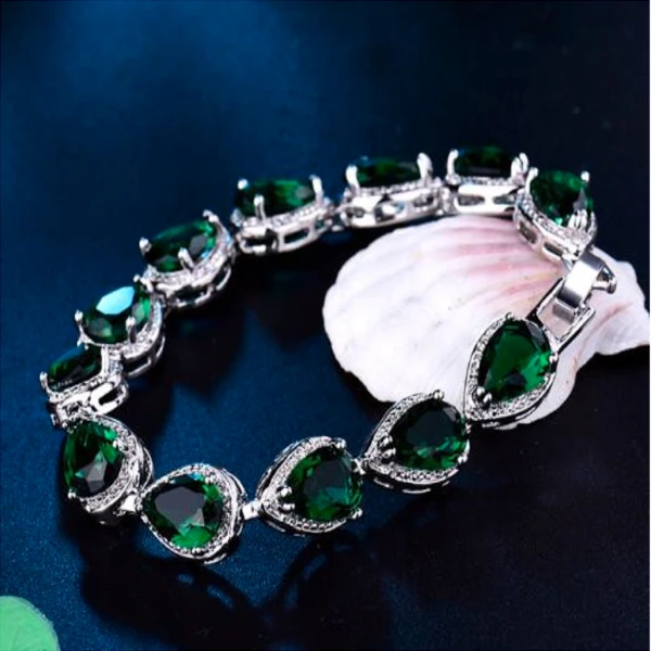 完美饰品迷人迷人手镯水晶泪滴手链，特色立方氧化锆石包围水钻时尚手镯美国