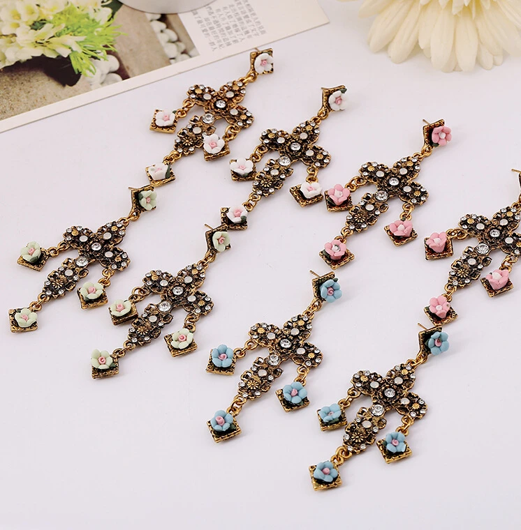 个性十字花耳环欧洲和美国大明星街拍摄同一段落首饰金坠耳环