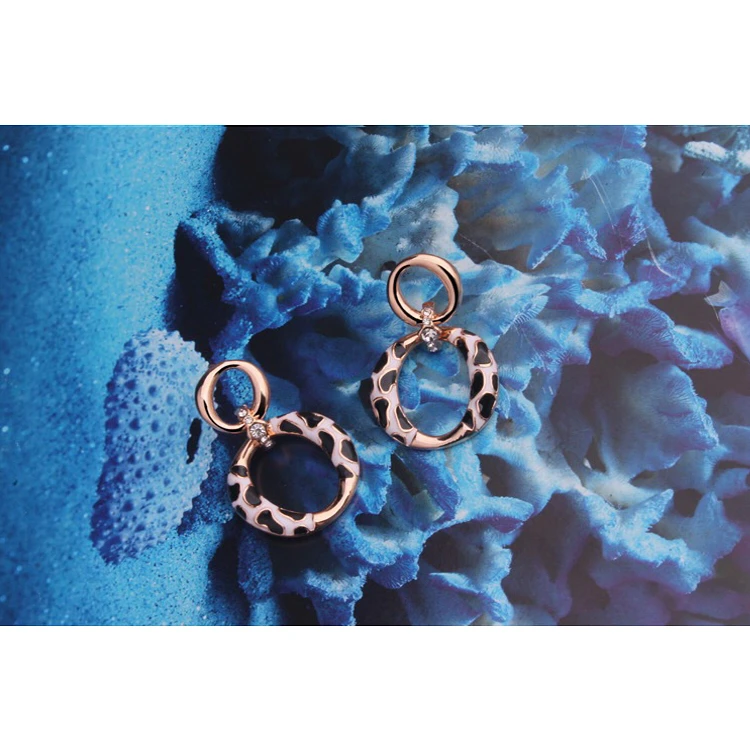 Personalized fashion earrings simple exaggerated earrings leopard double circle retro version of the new jewelry earrings online