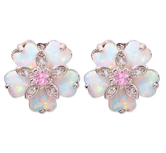 China Pink Topaz Zircon Rhodium Plated for Women Jewelry Gemstone Stud Earrings 15mm Hersteller
