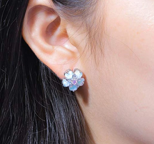 Pink Topaz Zircon Rhodium Plated for Women Jewelry Gemstone Stud Earrings 15mm