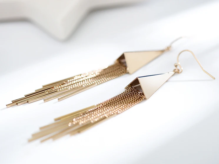 Professional High Polish 18K Gold Plating Long Tassels Earrings Manufacturer in China