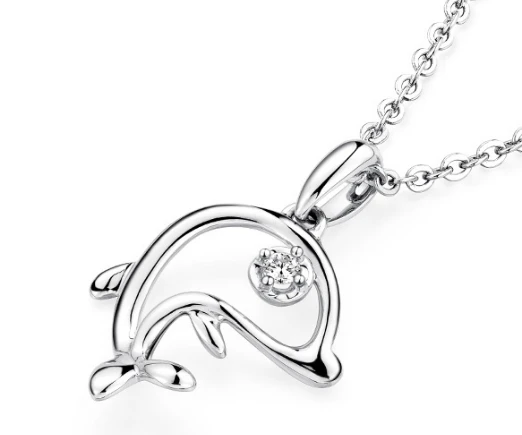Professional Manufacturer 18K Gold Necklace Diamonds Dolphin Pendant for Woman