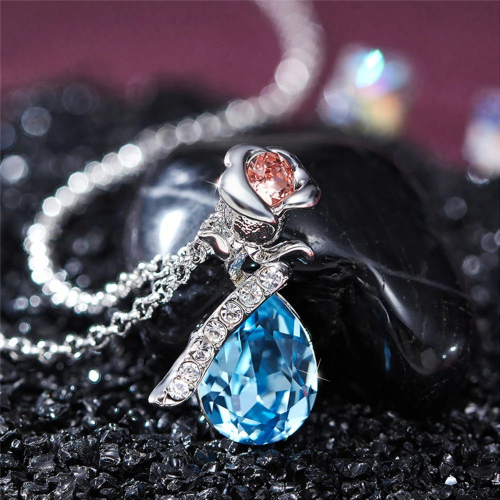 Blume Blumen Halskette Luxury Element Kristall Kette Ring Kette Schmuck Factory Großhandel NA1