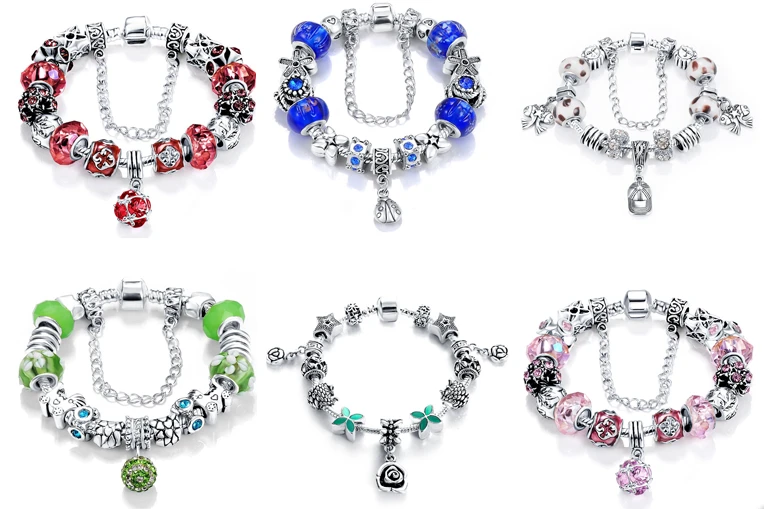 Silver Plated Brass Heart Bead Pearl Charm Bracelet for Women Original DIY Beads China Jewelry Factory