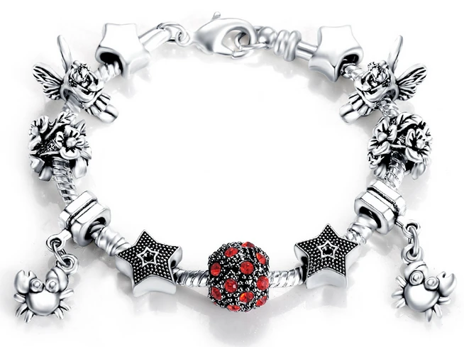 Silver Plated Brass Heart Bead Pearl Charm Bracelet for Women Original DIY Beads China Jewelry Factory