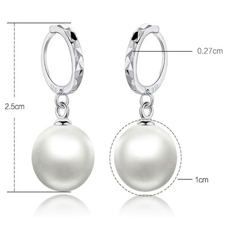 纯银耳环女士925纯银时尚珍珠耳环