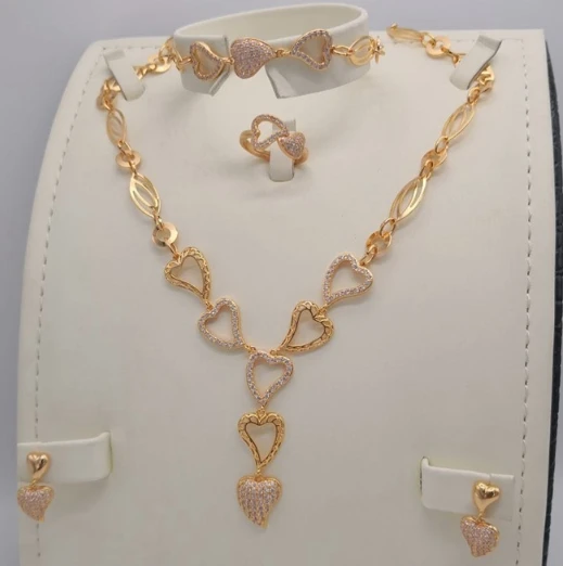 Wholesale 18k gold plated jewelry dubai women wedding bridal jewelry set