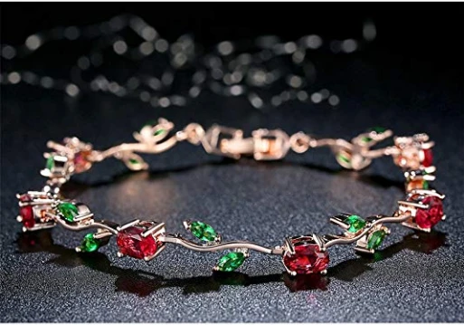 Wholesale Jewelry Fashion  Bracelet Diamond Bangle Bracelet  Rose Gold  Beautiful Leaves Designed Zircon Crystal Tennis Bracelets Friendly Gift