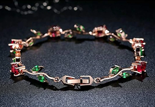 Wholesale Jewelry Fashion  Bracelet Diamond Bangle Bracelet  Rose Gold  Beautiful Leaves Designed Zircon Crystal Tennis Bracelets Friendly Gift