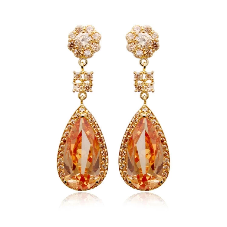 porcelana Wholesale New Fashion Gold Silver Plated Zircon Style Colorful Stud Earrings Women Fashion Jewelry fabricante