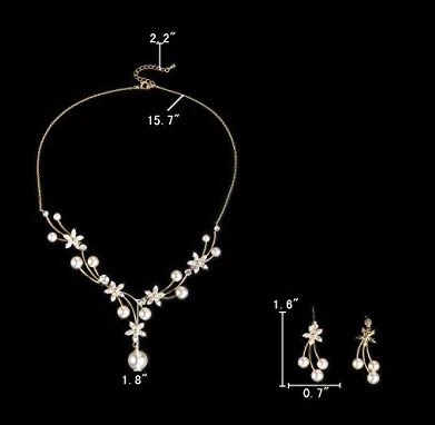 Wholesale Pearl Flower Filigree Bridal Necklace Earrings Set Ivory Color