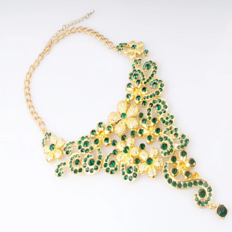 Wholesale Tailor Made Professional Zinc Alloy Metal Gold Silver Plating Fashion Gemstone Luxury Necklace Vintage Alloy Jewelry Necklaces